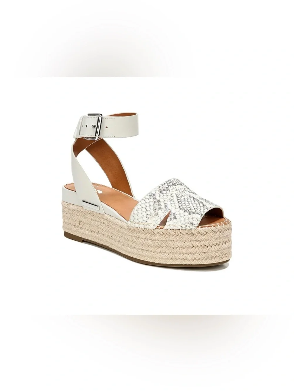Franco Sarto Cream and Natural Espadrille Platform Sandals